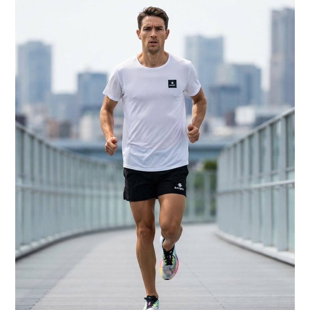 SAYSKY Tokyo Japan '24 Technical Running T-Shirt Men's White Mt Fuji EUC Sz S